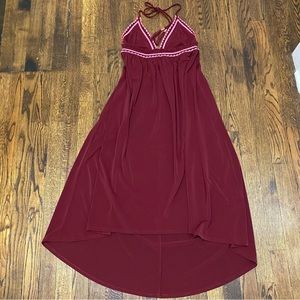 NWOT Express high low boho embroidered halter maxi dress